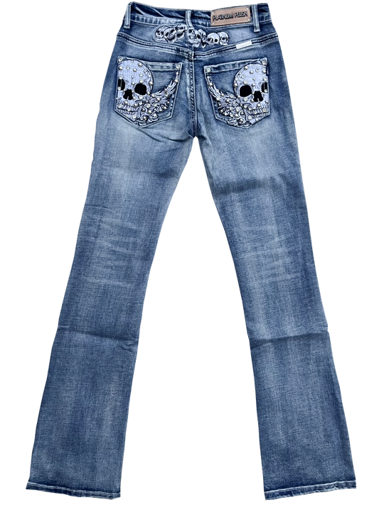 Skull Boot Cut Jeans